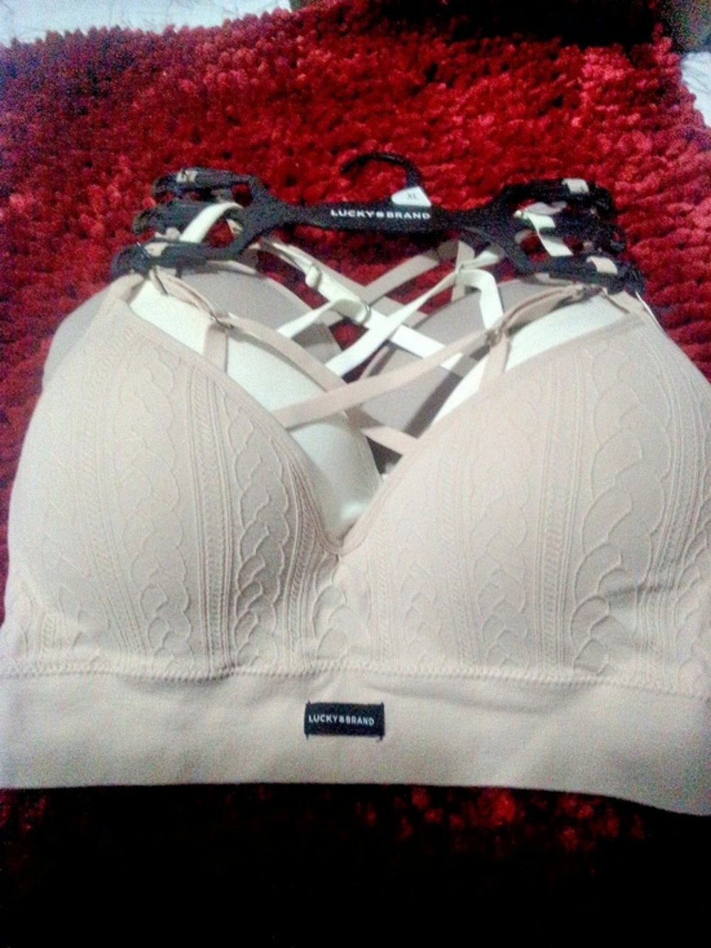 Lucky Brand 3 Pack Laser Cut Lounge Bra Beige XL